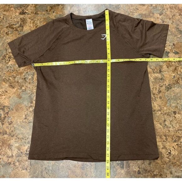NWOT GYMSHARK VITAL BROWN seamless SHORT SLEEVE T SHIRT women XXL men L - Picture 6 of 6